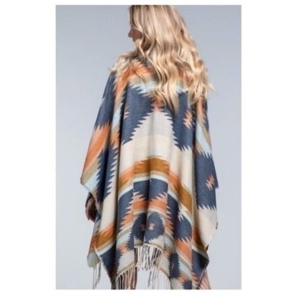 ❌SOLD❌RUGGINE WESTERN PRINT RUANA PONCHO-NEW-MOJAVE-ONE - Picture 4 of 5